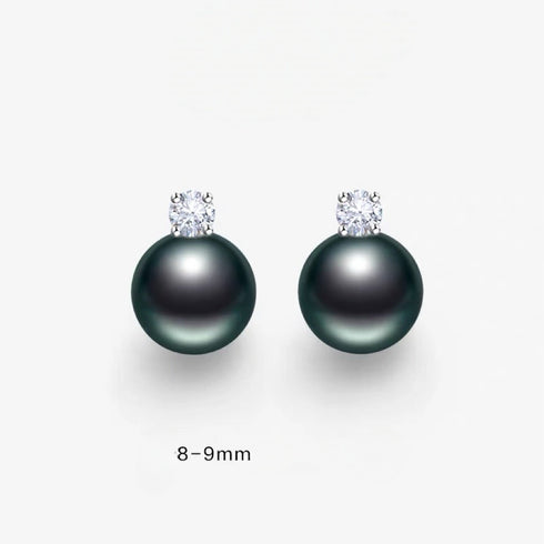 Tahitian Pearl Sasha Zirconia Earrings in Sterling Silver
